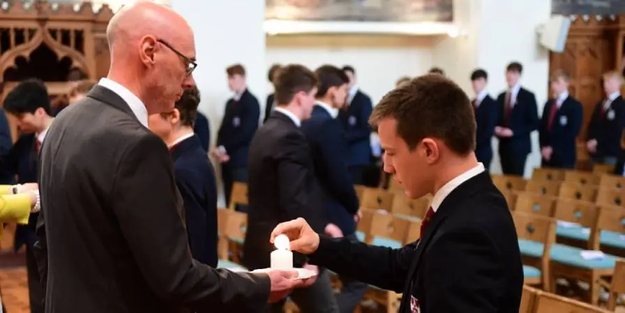 Students and staff gathered at Clongowes Wood College